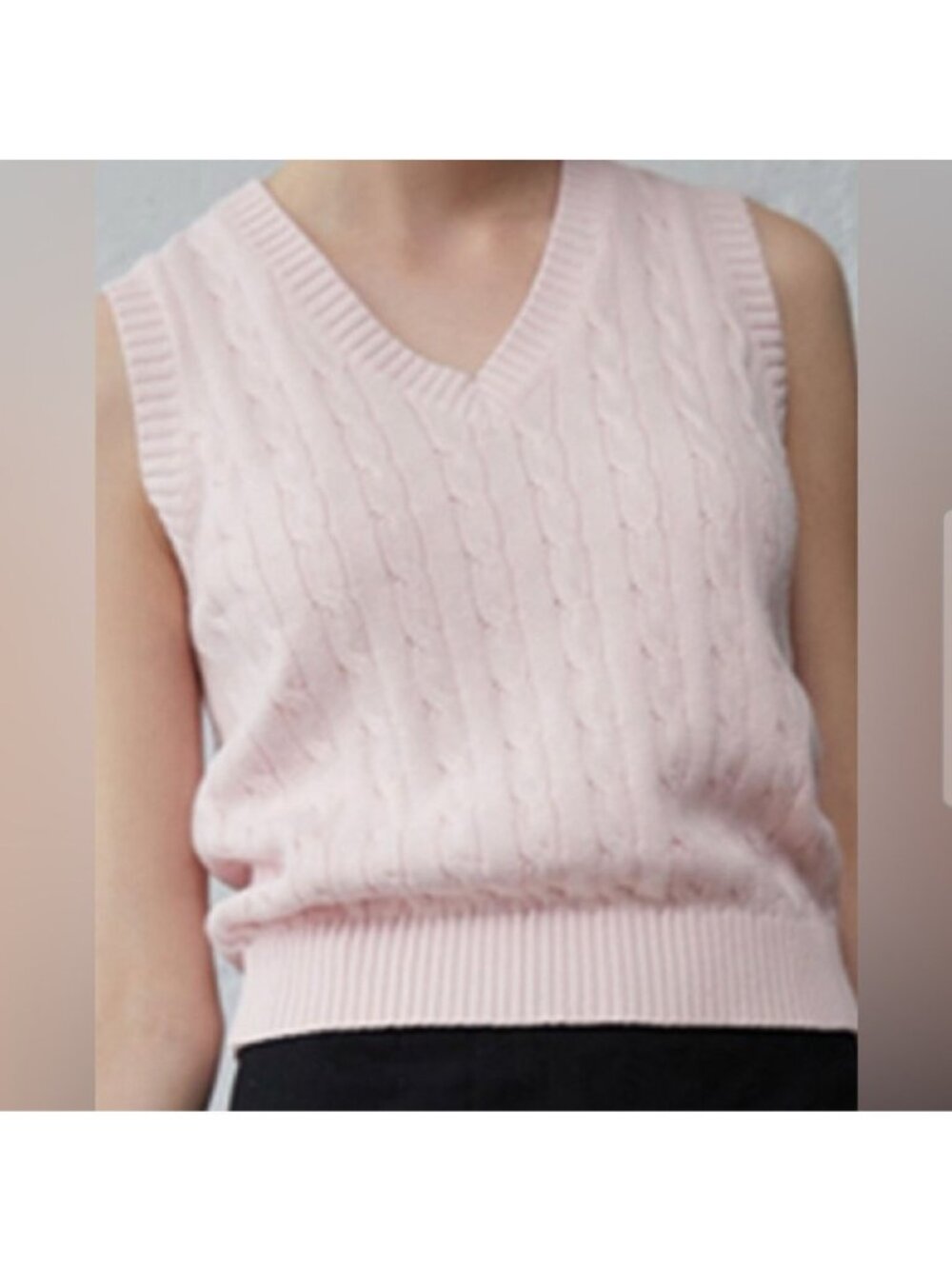 Brandy Melville John Galt Marlena Pink Cable Knit Cotton Sweater Vest Size Small